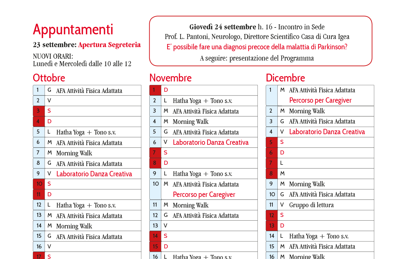 Attività Ottobre, Novembre e Dicembre 2026